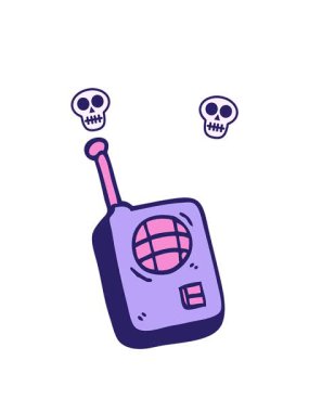 karikatür karalama telsizinin kafatası animasyonu