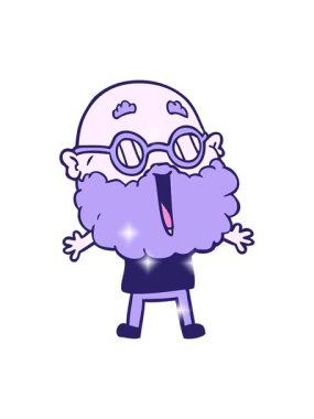 Çizgi film karakteri sakallı neşeli bir adamın ışıltı etkisi.