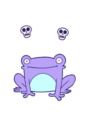 komik bir kurbağa çiziminin kafatası animasyonu