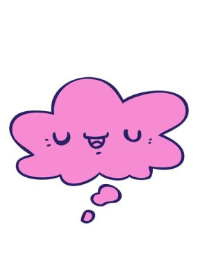 Düşünce baloncuklu mutlu çizgi film suratının hareketli animasyonu