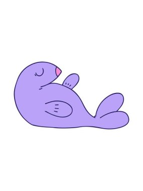 pressure popping animation of hand drawn quirky cartoon seal
