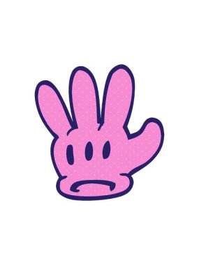 Geleneksel karikatür eldiveninin basınçlı animasyonu