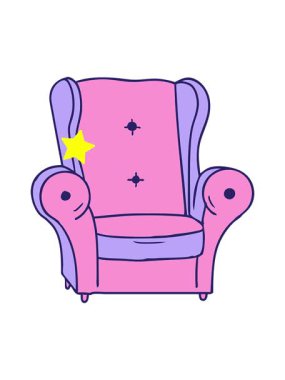 Parıldayan yıldızlar eski bir koltuğun çizilmiş karikatürünün animasyonunu etkiler.