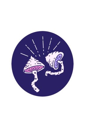 stretching up animation of image of a tattoo style mushrooms