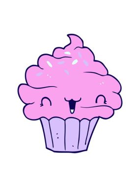 Neon ışık efektli şirin çizgi film şekerli kekin animasyonu