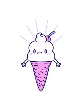 neon light effect animation of illustration of traditional tattoo style ice cream character