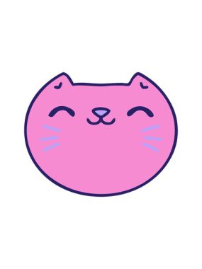 Mutlu bir kedi suratının çizgi filminin basınçlı animasyonu