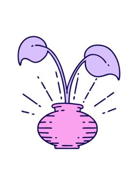 Vazodaki ev bitkisinin neon ışık efekti animasyonu