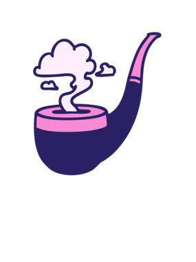 rise and float animation of tattoo in traditional style of a smoker pipe