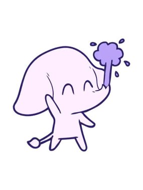 Suyu fışkırtan sevimli bir filin titreyen hareketli animasyonu