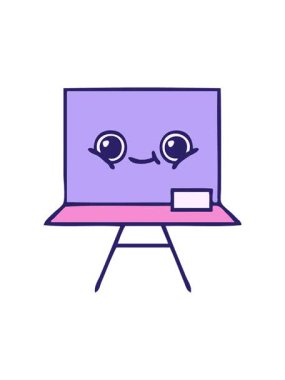 Bir karatahtanın sevimli çizgi filminin dönen hareket animasyonu