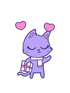 dönen kalpler sakin kedi çiziminin animasyonu