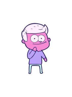 Mutlu adamın çizgi film animasyonu dönüyor.