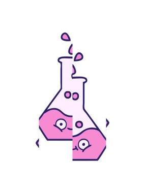 Bir bilim şişesinin karikatürünü bölme hareketi