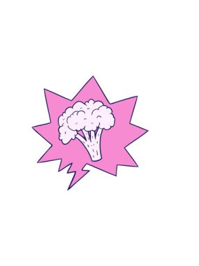 Konuşma baloncuğu ile çizgi film brokolisinin yatay titreşimli animasyonu