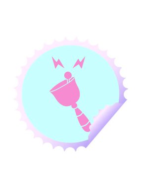 Çalan bir el çanının dairesel kabuk soyma çıkartması çizgi filminin dönen hareketi.