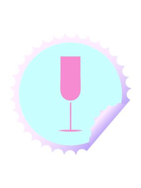 Şampanya flütünün dairesel soyulan çıkartma karikatürünün basınçlı animasyonu