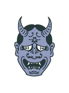 Japon tiyatro kabuki maskesinin titreşimli animasyonu