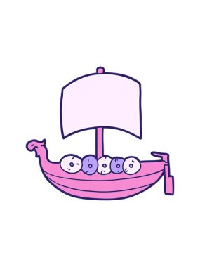 Çizgi film viking teknesinin animasyonunu çalıştır.