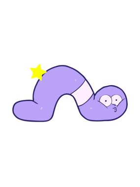 twinkling stars effect animation of cartoon fun worm