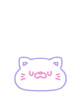 Sevimli bir kedi suratlı ikonun çizgi karalamalarının animasyonunu büyütüyorum.