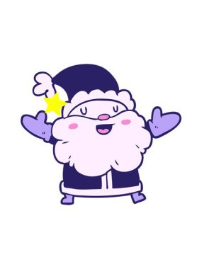 Parlayan yıldızlar çizgi film Noel Baba tasarımının animasyonunu etkiler.