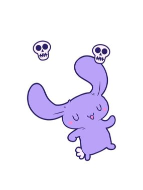 Çizgi filmdeki tuhaf tavşanın kafatası animasyonu.