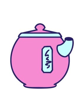 Geleneksel Japon çay demliği tasarımının pixelize etkisi