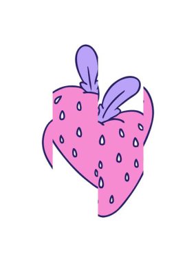 El yapımı karikatür karikatürü taze çilek karalaması.