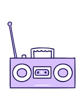 Bir retro kasetçaların çizgi film karalamalarının neon ışık efektleri animasyonu