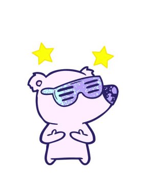 dönen yıldızlar çizgi film ayısının güneş gözlüğü taktığı animasyonlar.