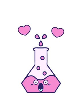 dönen kalpler bilim şişesinin sevimli çizgi filminin animasyonu