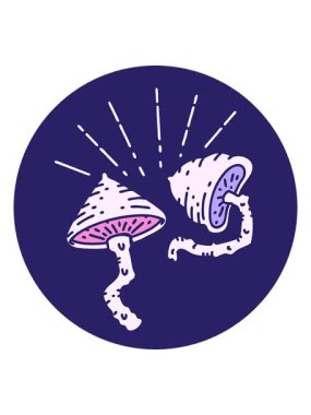 bobbing motion animation of image of a tattoo style mushrooms