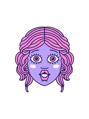 Kadın yüzünün ikonik dövme imajının dikkat çekici animasyonu