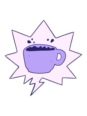 Kahve fincanının animasyonunu konuşma baloncuğu ile salla ve durdur