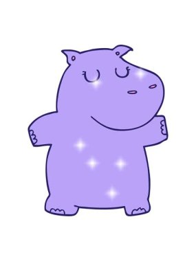 Bir su aygırının karikatür çiziminin ışıltılı etkisi