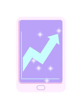 Ticari performans grafik vektör resimleme simgesini gösteren elektronik tabletin canlandırılmasının simge etkisi