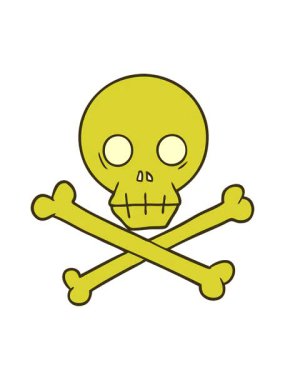 Çizgi film kafatası ve çapraz kemiklerin renk animasyonu