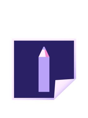 mor renkli kalem grafik vektör illüstrasyon kare etiketinin animasyonunu genişletiyorum