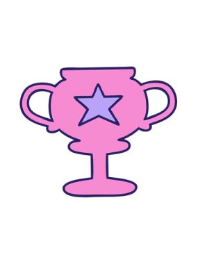 Altın bir kupanın tatlı çizgi filminin hareketli animasyonu