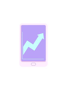 İş performansı grafik ikonu gösteren elektronik tabletin satış flaş animasyonu