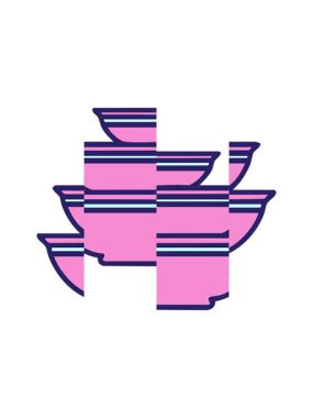 Seramik yemek kabı yığınının bölünen hareketli animasyonu