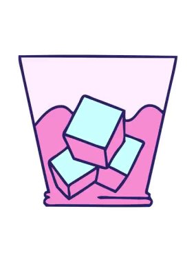 El hareketlerinin titreyen animasyonu çizilmiş tuhaf çizgi film viski ve buz