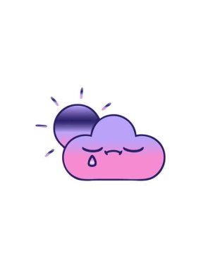 Bir fırtına bulutu ve güneşin gradyan gölgeli çizgi filminin göz alıcı satış animasyonu