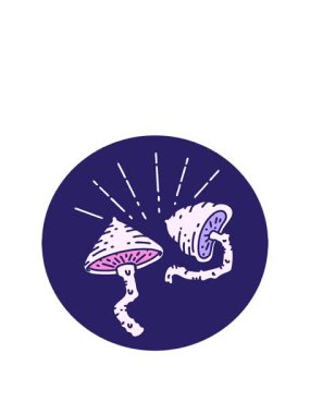 stretching up animation of image of a tattoo style mushrooms