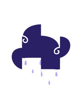 Karikatür yağmur bulutu çizilen el animasyonunun bölünmesi