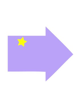 Parlayan yıldızlar bir ok sembolünün düz sembolünün canlandırılmasını etkiler.