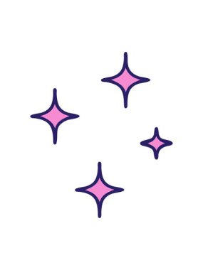 Bazı parlak ve parlak yıldızların çizgi film sembollerini sallayarak.