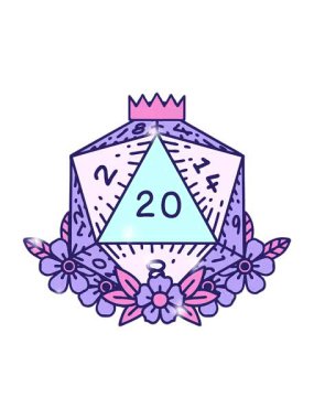 Doğal 20 D20 zarının çiçek elementleriyle birlikte parlatıcı etkisi