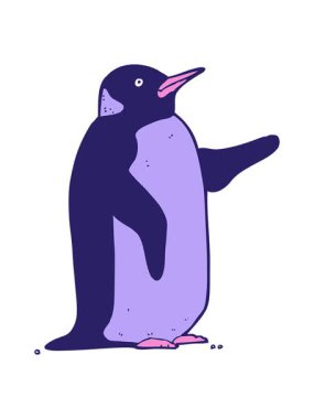 Çizgi film karikatür pengueninin parlak ışık efekti